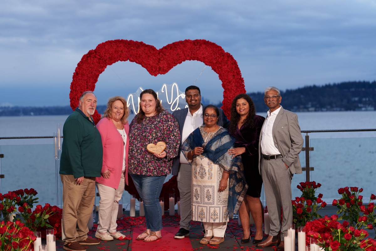 Celebrating the engagement with family