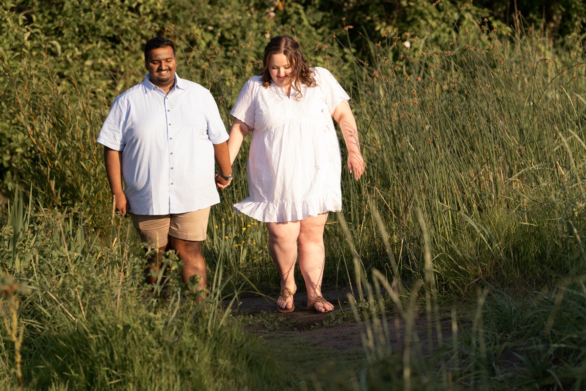 Walking together along the shore